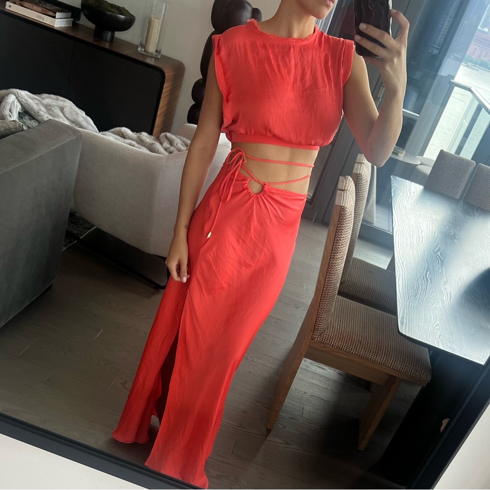 Free People Coral Skirt set- Resort Wear